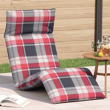 vidaXL Opvouwbare ligstoel Rood Geruit Patroon 175x54x8,5 cm, Verzenden