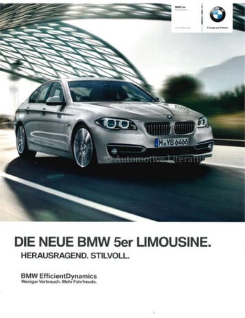 2013 BMW 5 SERIE SEDAN BROCHURE DUITS, Nieuw