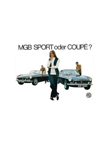 1969 MG MGB GT BROCHURE DUITS, Ophalen of Verzenden