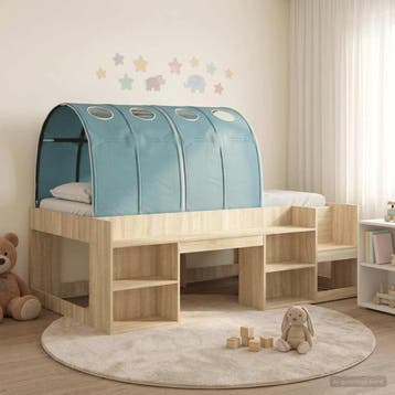 vidaXL Bed met Tunnel 3 st Sonoma Eiken en Lichtblauw, Huis en Inrichting, Slaapkamer | Bedden, Verzenden, Nieuw