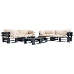 vidaXL 6-delige Loungeset pallet met zandkleurige kussens, Verzenden, Nieuw, Loungeset