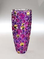 Vase - Cristal, Or, Émail - Vase en cristal améthyste doré