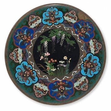 Bord (2) - Metaal, Emaille - paar decoratieve borden