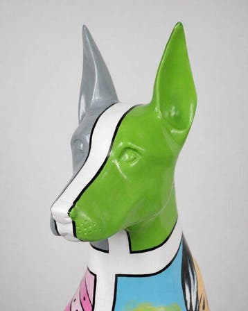 Sculpture, Doberman – Groot Kleurrijk Designobject –