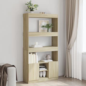 vidaXL Hoge kast 92x33x180 cm bewerkt hout sonoma, Verzenden, Nieuw
