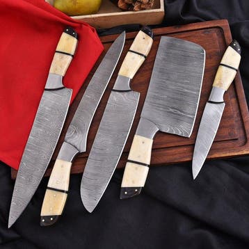 Keukenmes - Kameelbot, pakka-hout en met de hand gevouwen