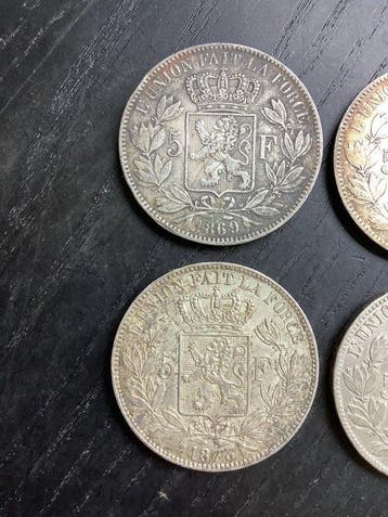 België. Leopold II. 5 Francs 1869-1873 (Zonder minimumprijs)