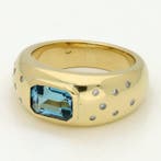 Bague - 18 carats Or jaune Topaze - Diamant