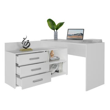 Hoekbureau wit met ladekast (Kantoor), Huis en Inrichting, Verzenden, Nieuw
