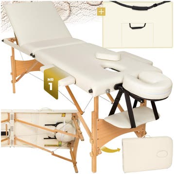 Massagetafel 3 zones met vulling en houten frame - beige, Verzenden, Nieuw
