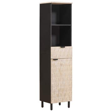 vidaXL Badkamerkast Zwart en Wit 38 x 33 x 160 cm Massief, Verzenden, Nieuw