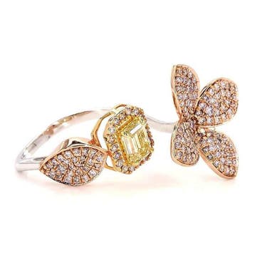 Cocktailring - 18 karaat Roségoud, Witgoud - 1.39ct. tw.
