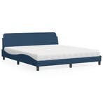 vidaXL Bed met matras Dover stof blauw 180x200 cm, Verzenden