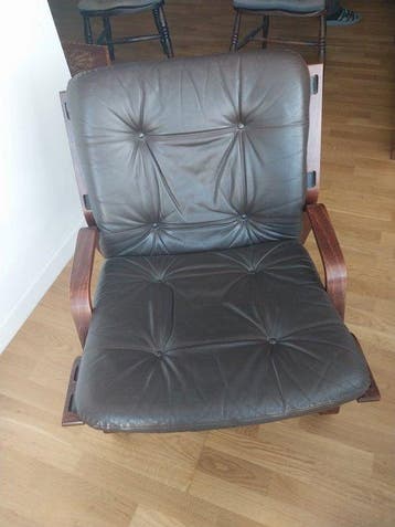 style scandinave - Fauteuil (3) - Bois, Cuir de vachette