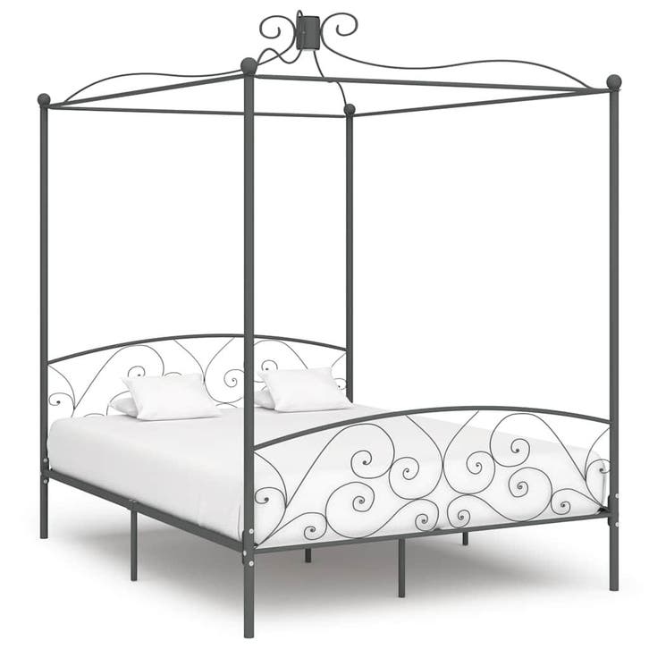vidaXL Hemelbedframe metaal grijs 180x200 cm, Huis en Inrichting, Slaapkamer | Bedden, Nieuw, Verzenden