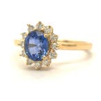 Ring - 14 karaat Geel goud - 1.62ct. tw. Saffier - Diamant