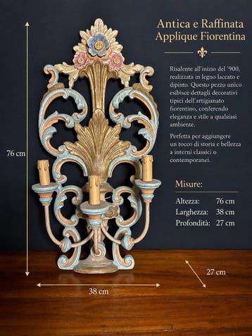 Wandkandelaar - Hout - Wandlamp Fiorentino, Huis en Inrichting, Nieuw