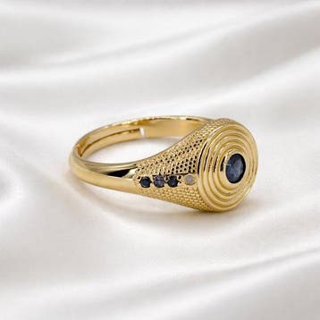 Zonder minimumprijs - Ring Verguld Saffier - Diamant - 18k, Nieuw