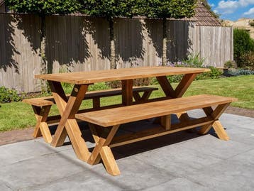6 persoons teak picknickset | Direct leverbaar, Verzenden, 6 zitplaatsen, Teakhout, Nieuw