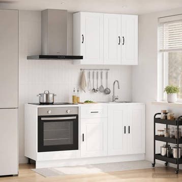 vidaXL Keukenblok PORTO 5 st Wit Bewerkt hout, Verzenden, Nieuw