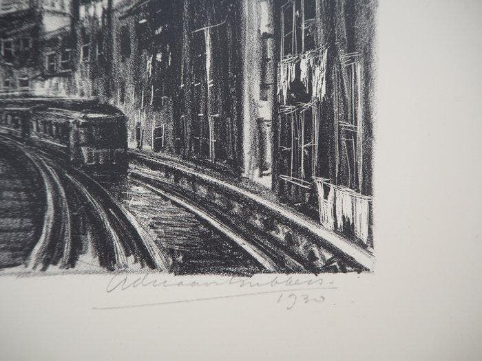 Adriaan Lubbers (1892-1954) - New York: Subway at Chatham, Antiquités & Art, Antiquités | Autres Antiquités