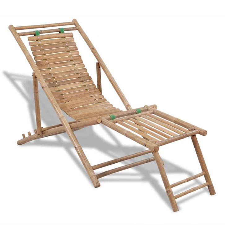 vidaXL Terrasstoel met voetensteun bamboe, Jardin & Terrasse, Chaises longues, Envoi