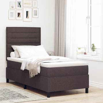 vidaXL Boxspring bed met matras met LED Donkerbruin 90 x 190, Verzenden