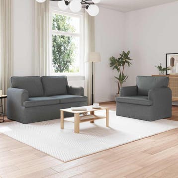 vidaXL bank / zetelstel 2 st Donkergrijs Stof, Verzenden