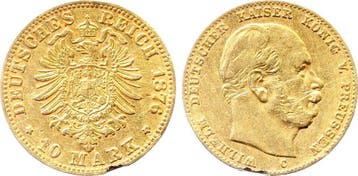 Duitsland 10 Mark Preussen Pruisen Wilhelm I 1876 C Schro..., Verzenden