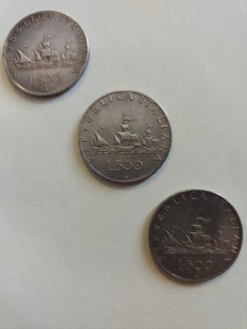 Italië. 500 Lire 1958/1966 (5 monete in argento) (Zonder
