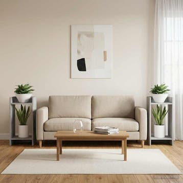 vidaXL Plantenstand met plank 2 pcs Beton Grijs 30 x 30 x 60, Verzenden, Nieuw