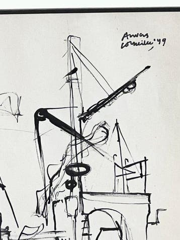 Corneille (1922-2010) - Deux encres Cobra de 1949 : Le port