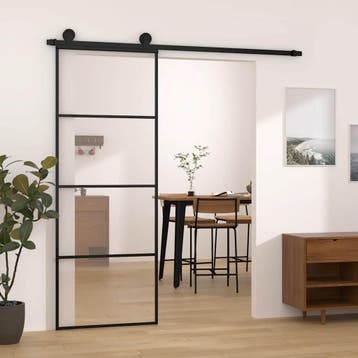 vidaXL Schuifdeur met beslag 76x205 cm ESG-glas en aluminium, Verzenden, Nieuw