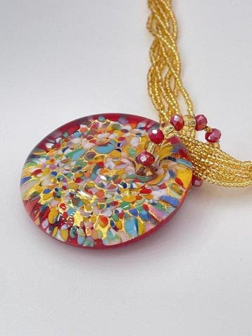24 karaat - Murano-glas, Geel goud - Ketting met hanger -