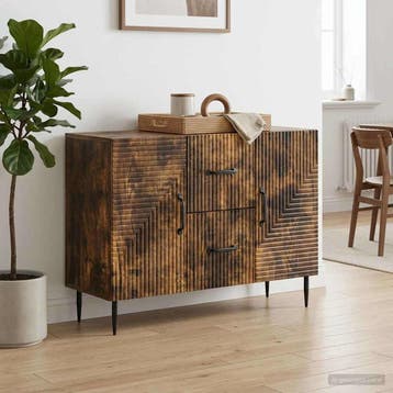 vidaXL Dressoir met lade Gerookt eiken 89 x 34,5 x 60 cm, Huis en Inrichting, Verzenden, Nieuw