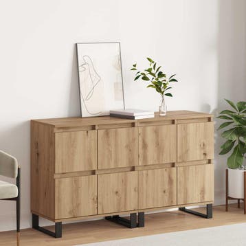 vidaXL Dressoir 2 st Artisan Eiken 60 x 35 x 70 cm, Verzenden