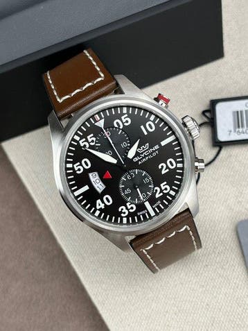 Glycine - Airpilot Chronograph Date Black - GL0358 - Homme -, Bijoux, Sacs & Beauté