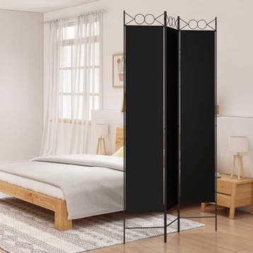 vidaXL Kamerscherm met 3 panelen 120x220 cm stof zwart, Verzenden, Nieuw