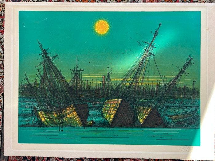 Jean Carzou (1907-2000) - Le mouillage au port, Antiquités & Art, Antiquités | Autres Antiquités