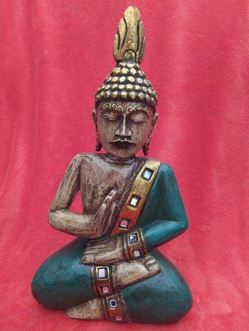 Decoratief ornament - Polychroom houten Boeddha - Spanje -, Antiek en Kunst