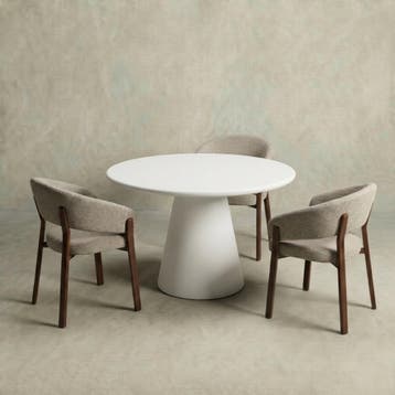 Eettafel Rond Maya Microcement 120 cm Wit, Verzenden, Rond, Nieuw, Industriële meubels
