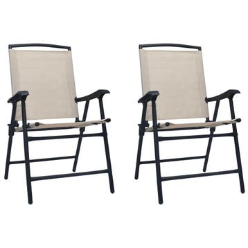 vidaXL Opklapbare stoelen, 2 stuks, Texilene Crème, Verzenden, Nieuw