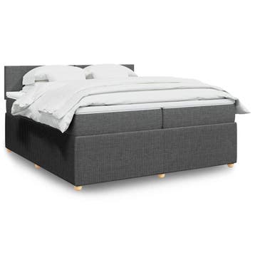 vidaXL Boxspring met matras stof donkergrijs 200x200 cm, Verzenden, Nieuw