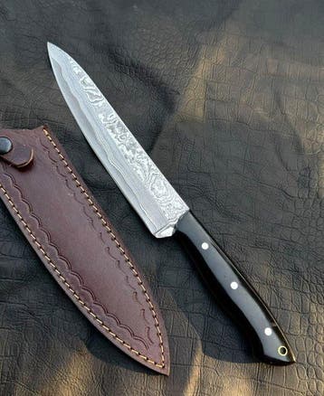 Keukenmes - Japanse mes, Damascus-gesmeed, keukenchefmes,