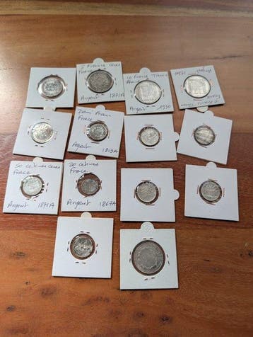 Frankrijk. Lot de 14 monnaies en argent, 1808/1930 (Zonder