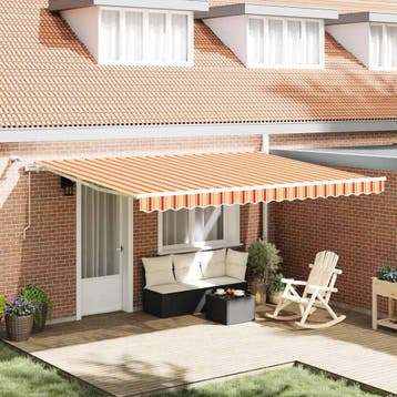 vidaXL Uitschuifbare luifel Geel en Oranje 450 × 350 cm, Tuin en Terras, Verzenden, Nieuw