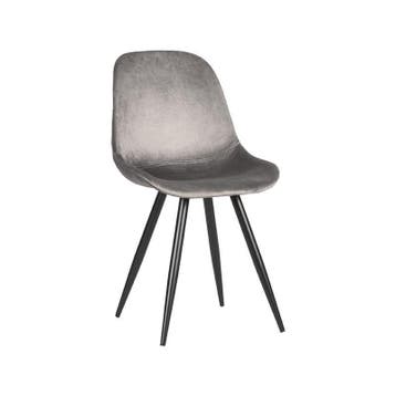Stoel Capri | Grijs | Fluweel | Zwart Metalen Frame | 2, Verzenden