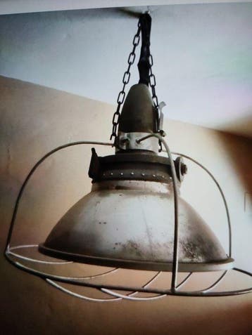 Lampe - Acier, Aluminium - Lampe de plafond industrielle, Antiek en Kunst