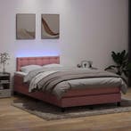 vidaXL Boxspring met matras en LED fluweel roze 120x220 cm, Verzenden, Nieuw