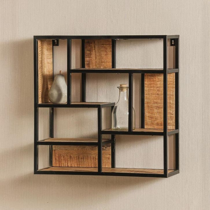 Wandrek Mangohout Bowi 80x80 cm, Huis en Inrichting, Woonaccessoires | Wandplanken en Boekenplanken, Nieuw, Verzenden